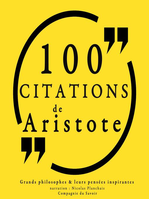 Title details for 100 citations d'Aristote by Aristote - Available